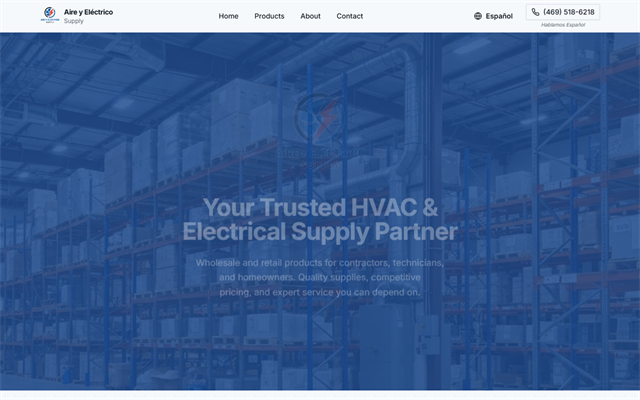 Screenshot preview of the Aire y Electrico homepage