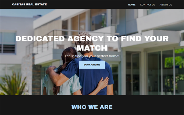 Screenshot preview of the Casitas Real Estate homepage