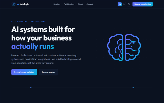 Screenshot preview of the AI Intellogic homepage